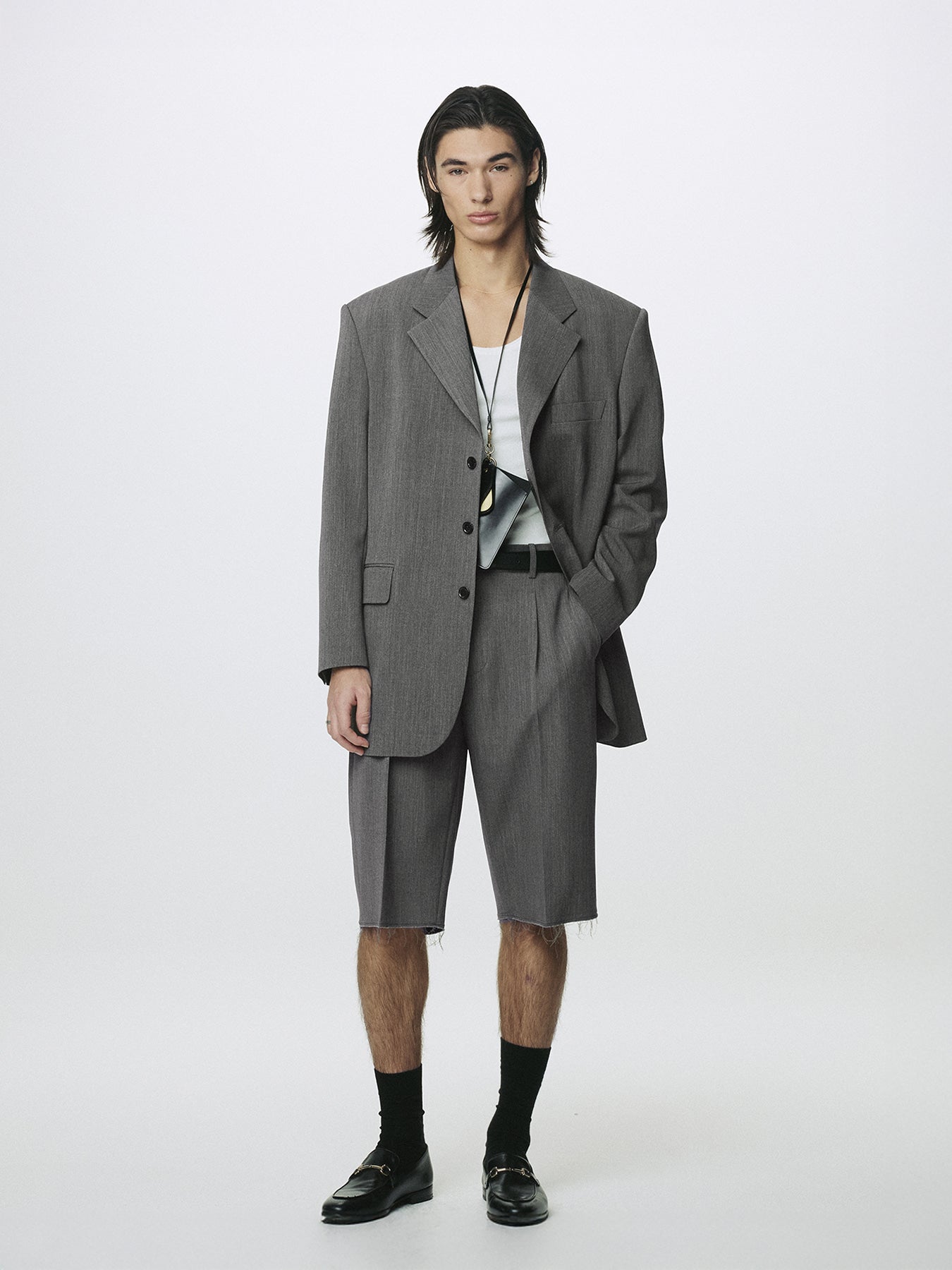 Tonywack - Melange Wool Oversized Tailored Jacket (Melange Grey) product image 1 | TRAB K-Fashion Australia