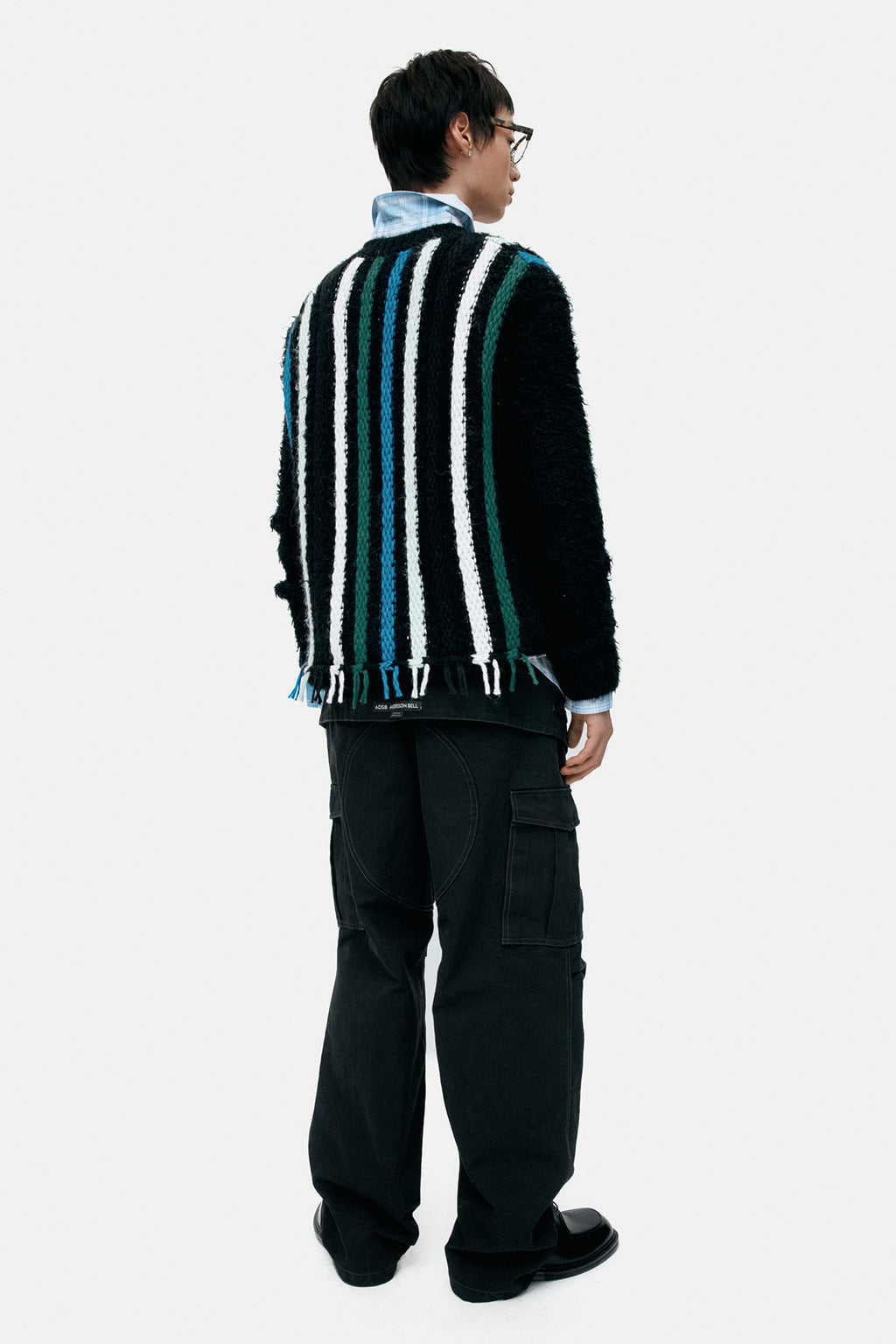 Andersson Bell - Unisex V-Neck Reverse Stripe Sweater (Black) product image 2 | TRAB K-Fashion Australia