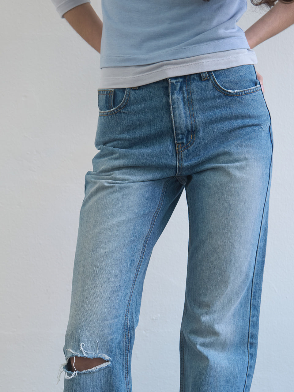 Kijun - Single Cut Flared Jeans (Blue) product image 3 | TRAB K-Fashion Australia