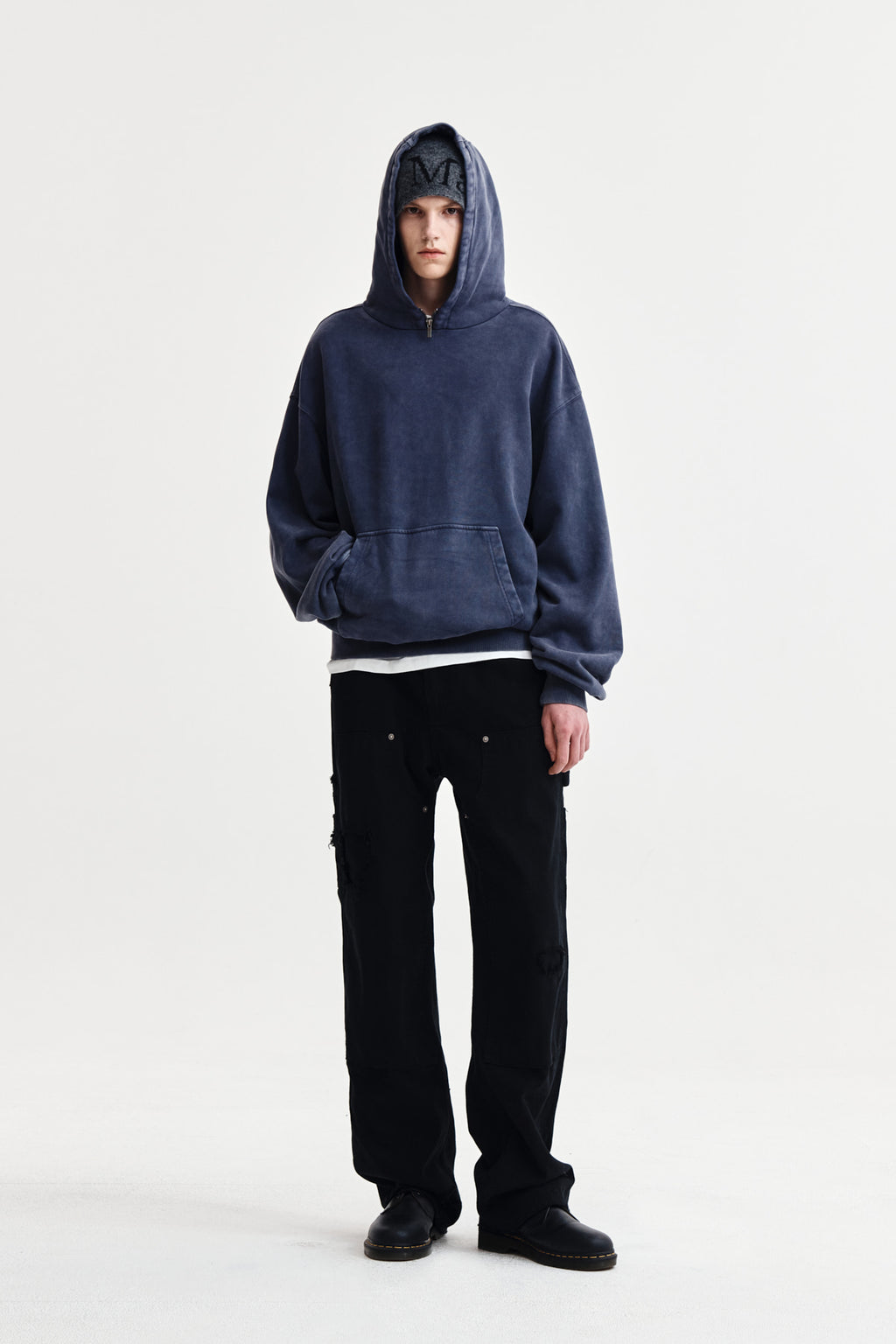 Matin Kim - Distressed Double Knee Work Pants (Black) product image 9 | TRAB K-Fashion Australia