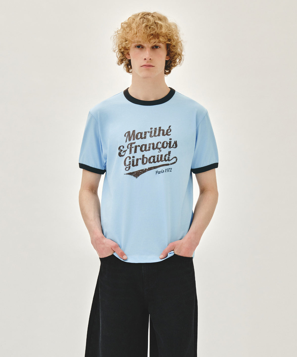 Marithe & Francois Girbaud - Vintage Logo Ringer Tee (Sky Blue) product image 1 | TRAB K-Fashion Australia