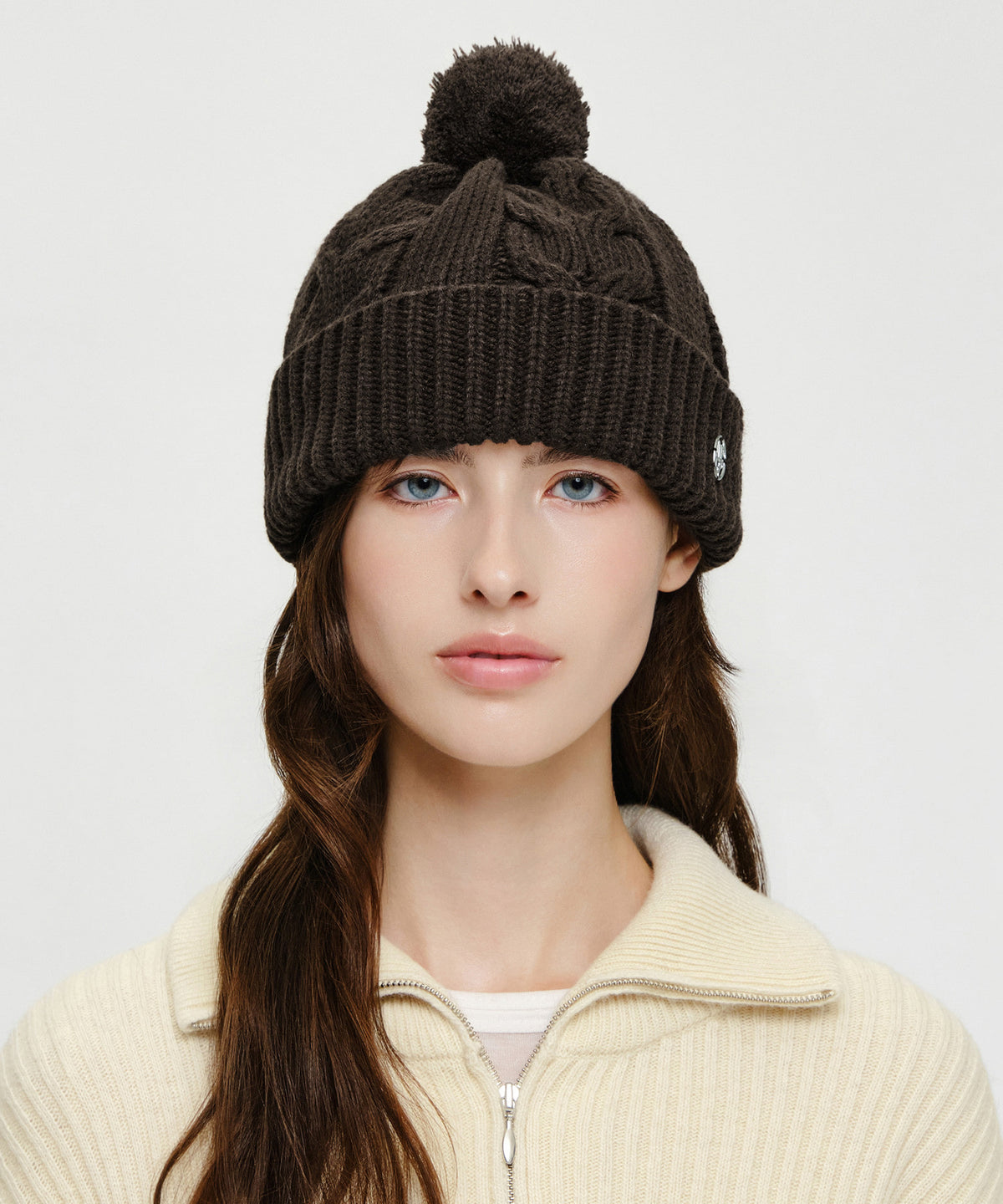 Marithe & Francois Girbaud - Cable Knit Beanie (Brown) product image 6 | TRAB K-Fashion Australia