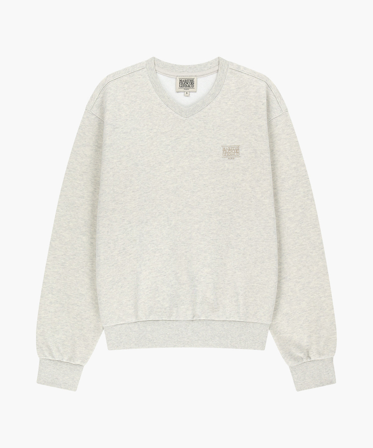 Marithe & Francois Girbaud - Small Classic Logo V Neck Balloon Sweatshirt (Oatmeal) product image 5 | TRAB K-Fashion Australia