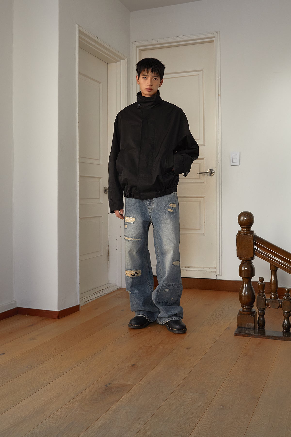 Matin Kim - Destroyed Vintage Wide Denim Pants (Light Blue) product image 10 | TRAB K-Fashion Australia