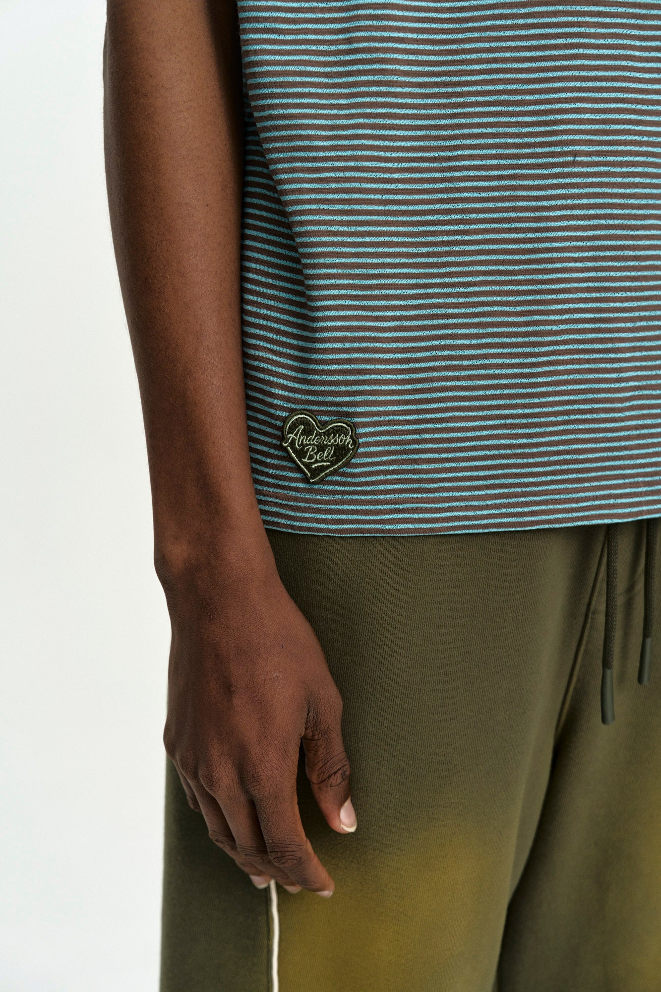 Andersson Bell - (essential) Heart Logo Stripe T-Shirt (Choco/Mint) product image 6 | TRAB K-Fashion Australia