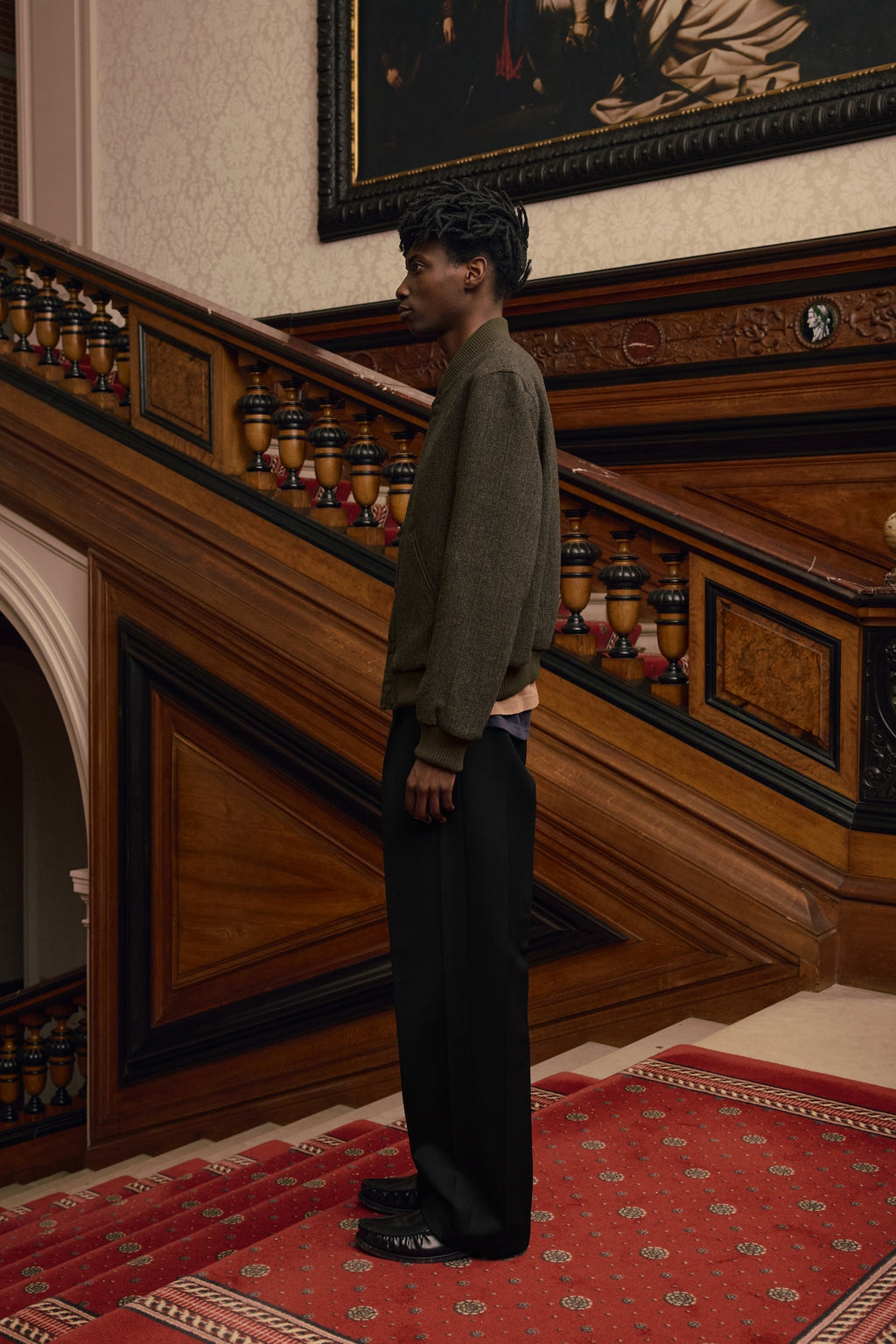 STU - Double Placket Varsity Jacket (Khaki) product image 2 | TRAB K-Fashion Australia