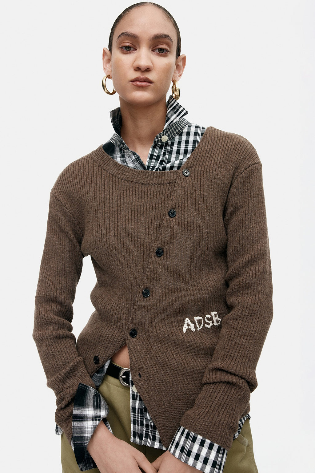 Andersson Bell - Hand Stitched Basic Cardigan (Brown) product image 1 | TRAB K-Fashion Australia