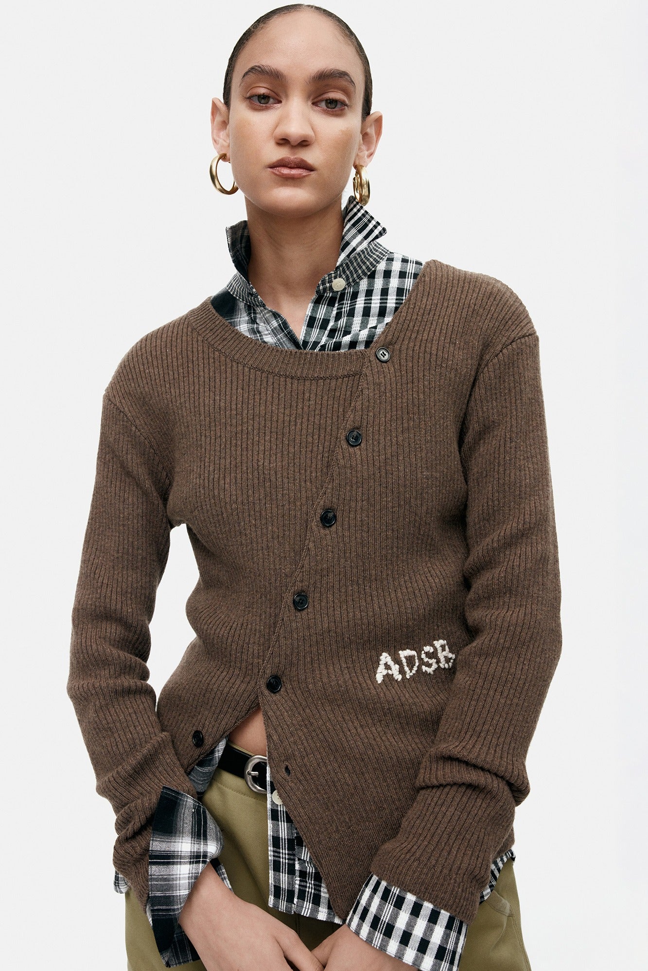 Andersson Bell - Hand Stitched Basic Cardigan (Brown) product image 1 | TRAB K-Fashion Australia