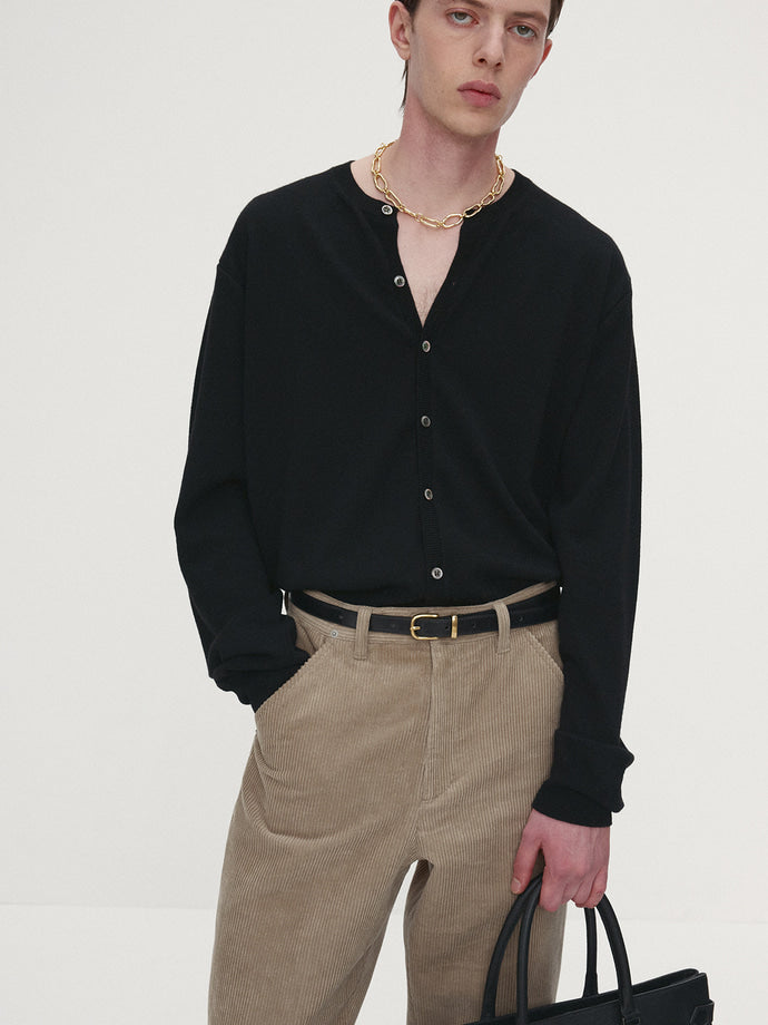 Tonywack - Super Fine Wool Crew-Neck Cardigan (Black) product image 1 | TRAB K-Fashion Australia