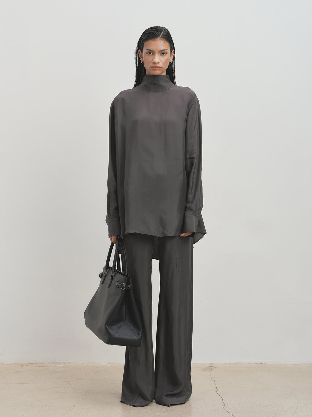 Tonywack - Liquid Flared Tailored Trousers (Grey Khaki) product image 4 | TRAB K-Fashion Australia