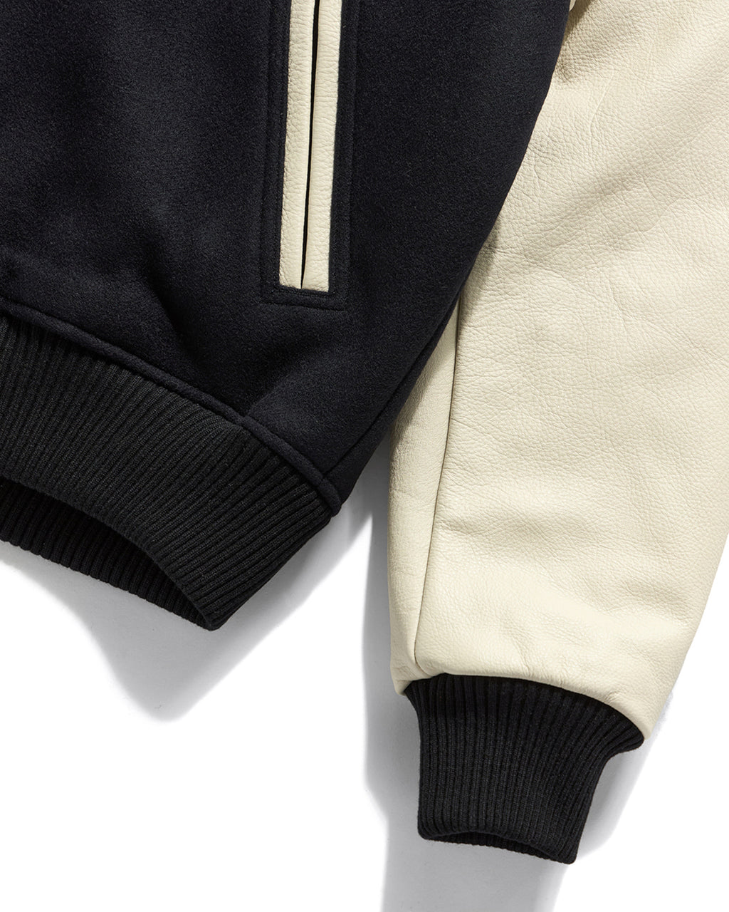Eastlogue - Woody Leather Mix Stadium Jacket (D.navy Wool) product image 4 | TRAB K-Fashion Australia