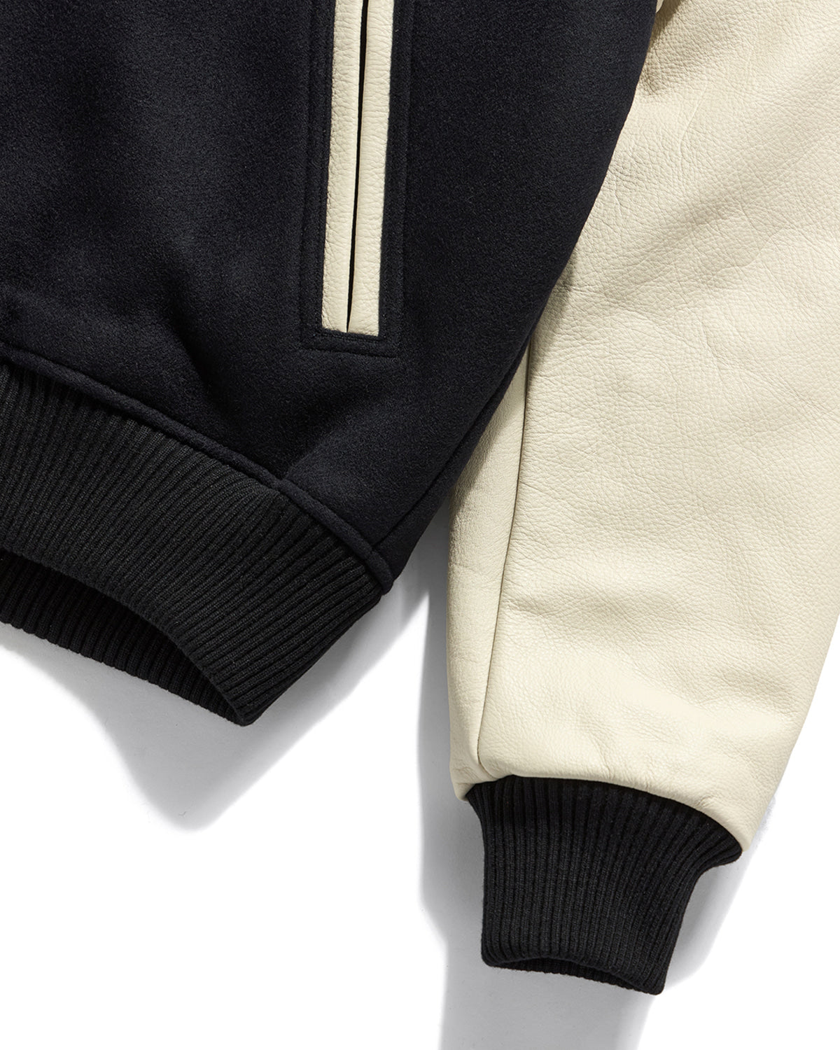 Eastlogue - Woody Leather Mix Stadium Jacket (D.navy Wool) product image 4 | TRAB K-Fashion Australia