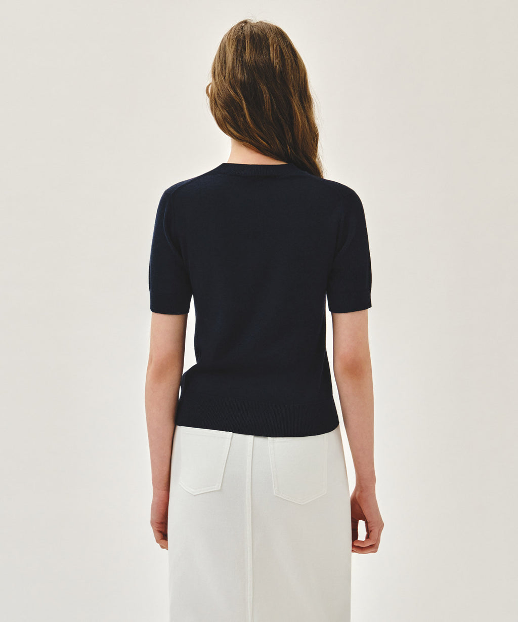Marithe & Francois Girbaud - Doodle Bear Half Knit Pullover (Navy) product image 3 | TRAB K-Fashion Australia