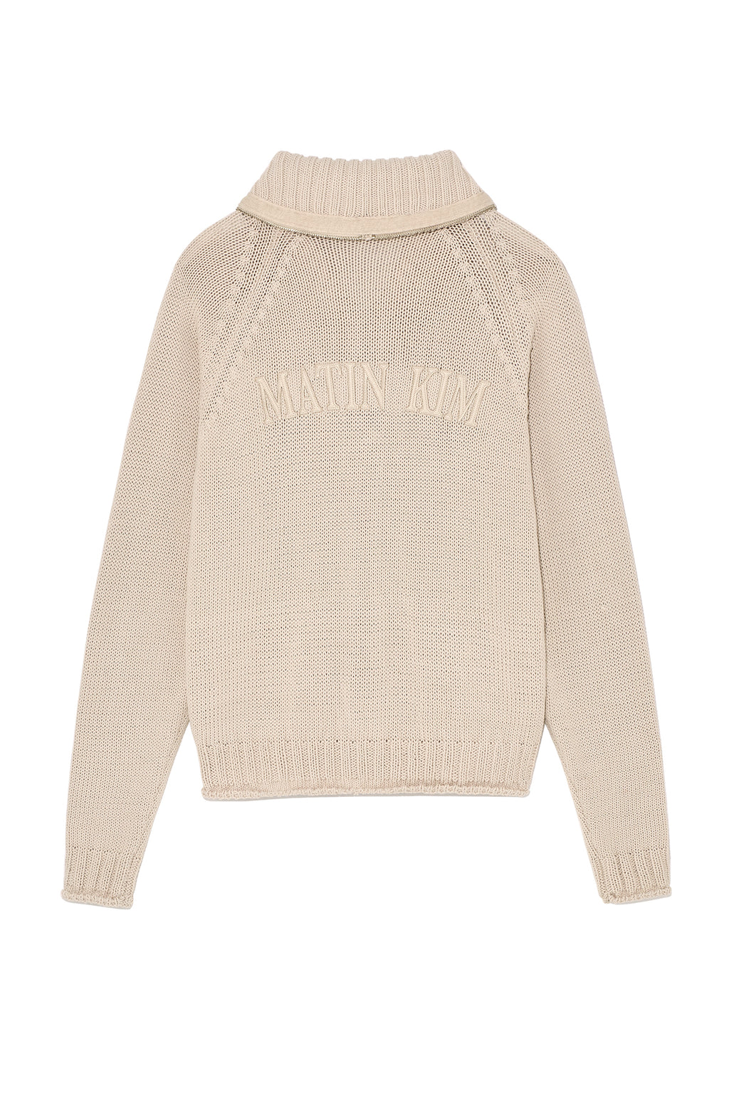 Matin Kim - Applique Logo Patch Knit Zip Up (Light Beige) product image 2 | TRAB K-Fashion Australia