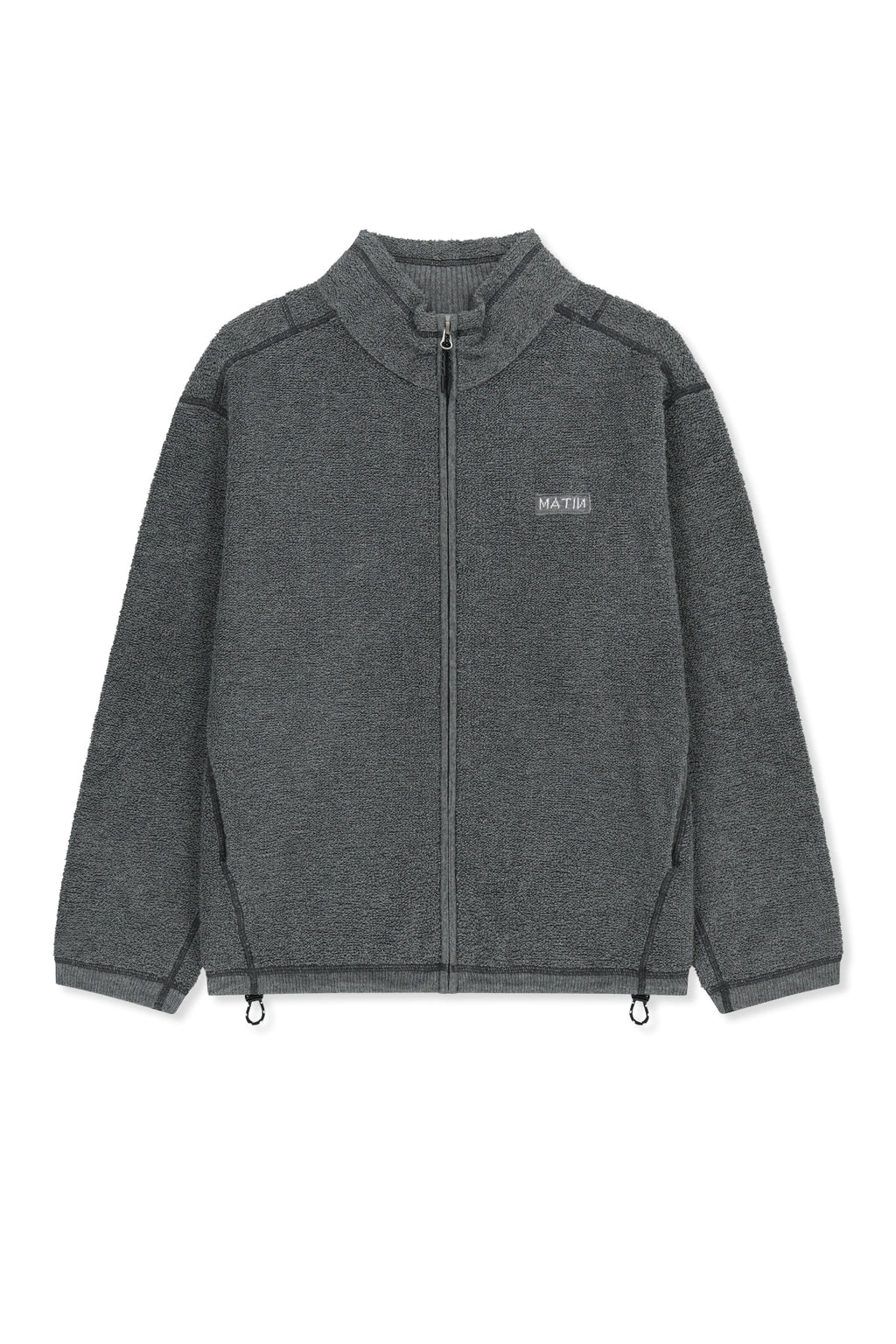 Matin Kim - Boucle Texture Knit Zip Up (Grey) product image 1 | TRAB K-Fashion Australia