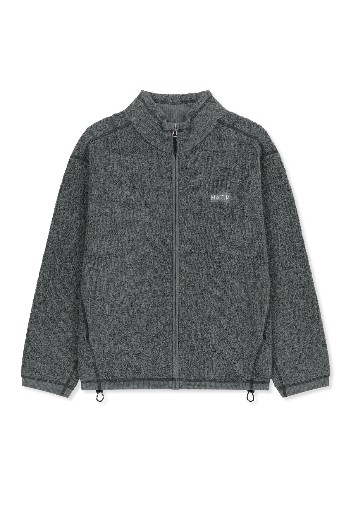 Matin Kim - Boucle Texture Knit Zip Up (Grey) product image 1 | TRAB K-Fashion Australia