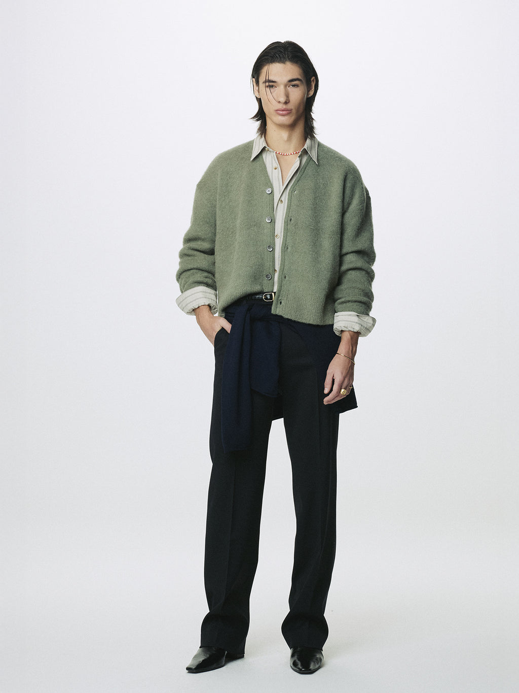 Tonywack - Brushed Alpaca-Blend Cardigan (Sage Green) product image 2 | TRAB K-Fashion Australia