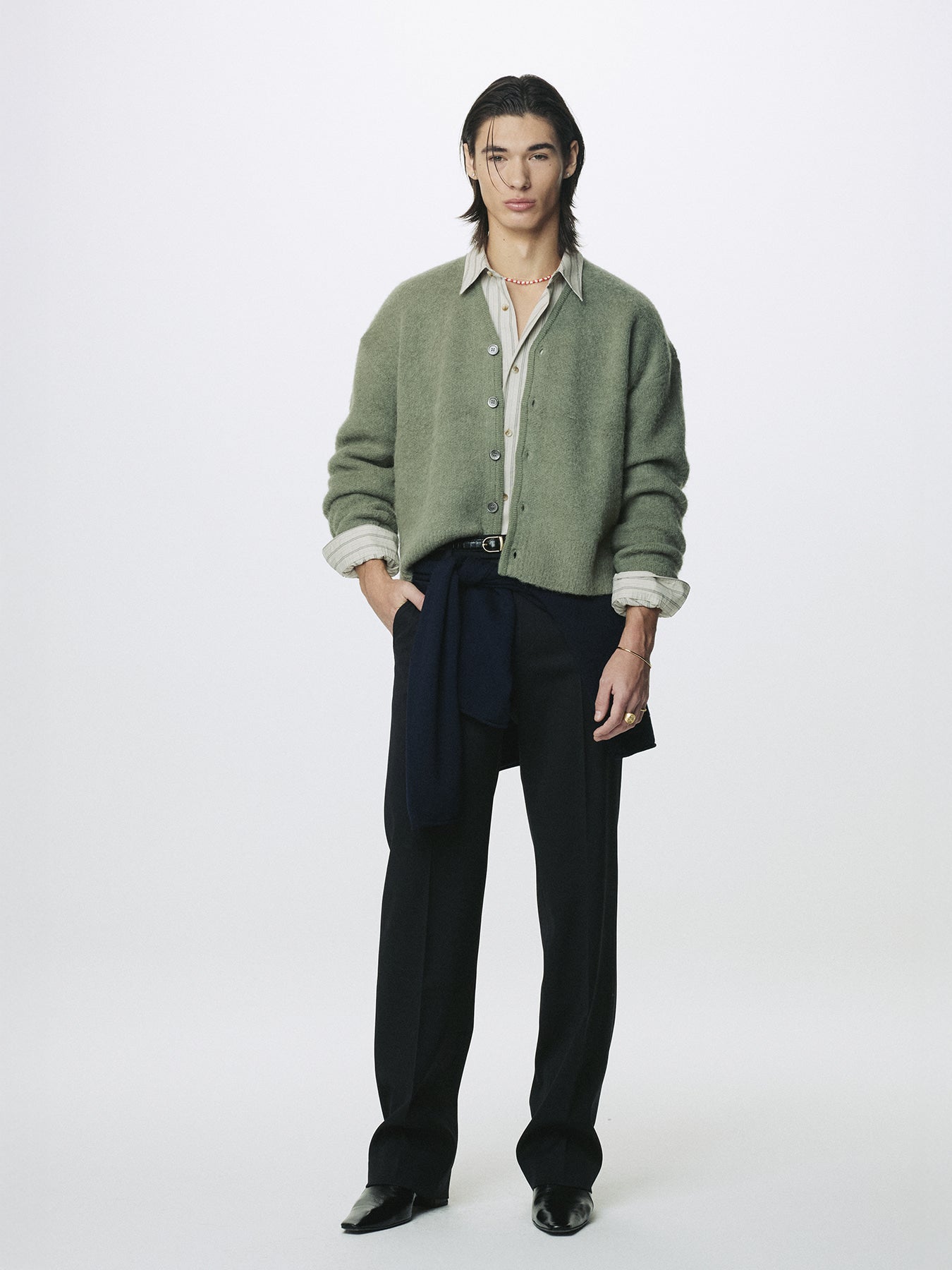 Tonywack - Brushed Alpaca-Blend Cardigan (Sage Green) product image 2 | TRAB K-Fashion Australia