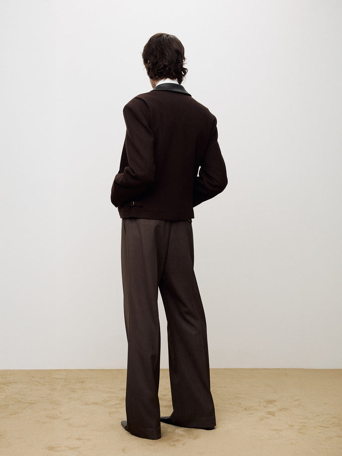 Tonywack - Leather Trim Wool Blouson (Dark Brown) product image 9 | TRAB K-Fashion Australia