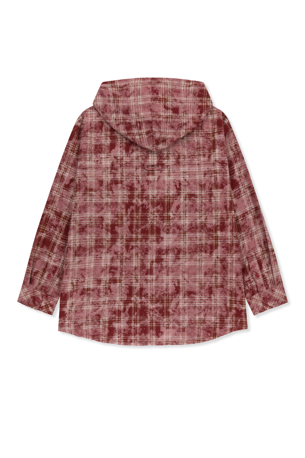 Matin Kim - Raw Cut Check Hooded Shirt (Red) product image 3 | TRAB K-Fashion Australia