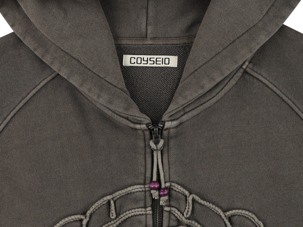 Coyseio - Vintage Tape Hood Zip-Up (Ash Brown) product image 14 | TRAB K-Fashion Australia