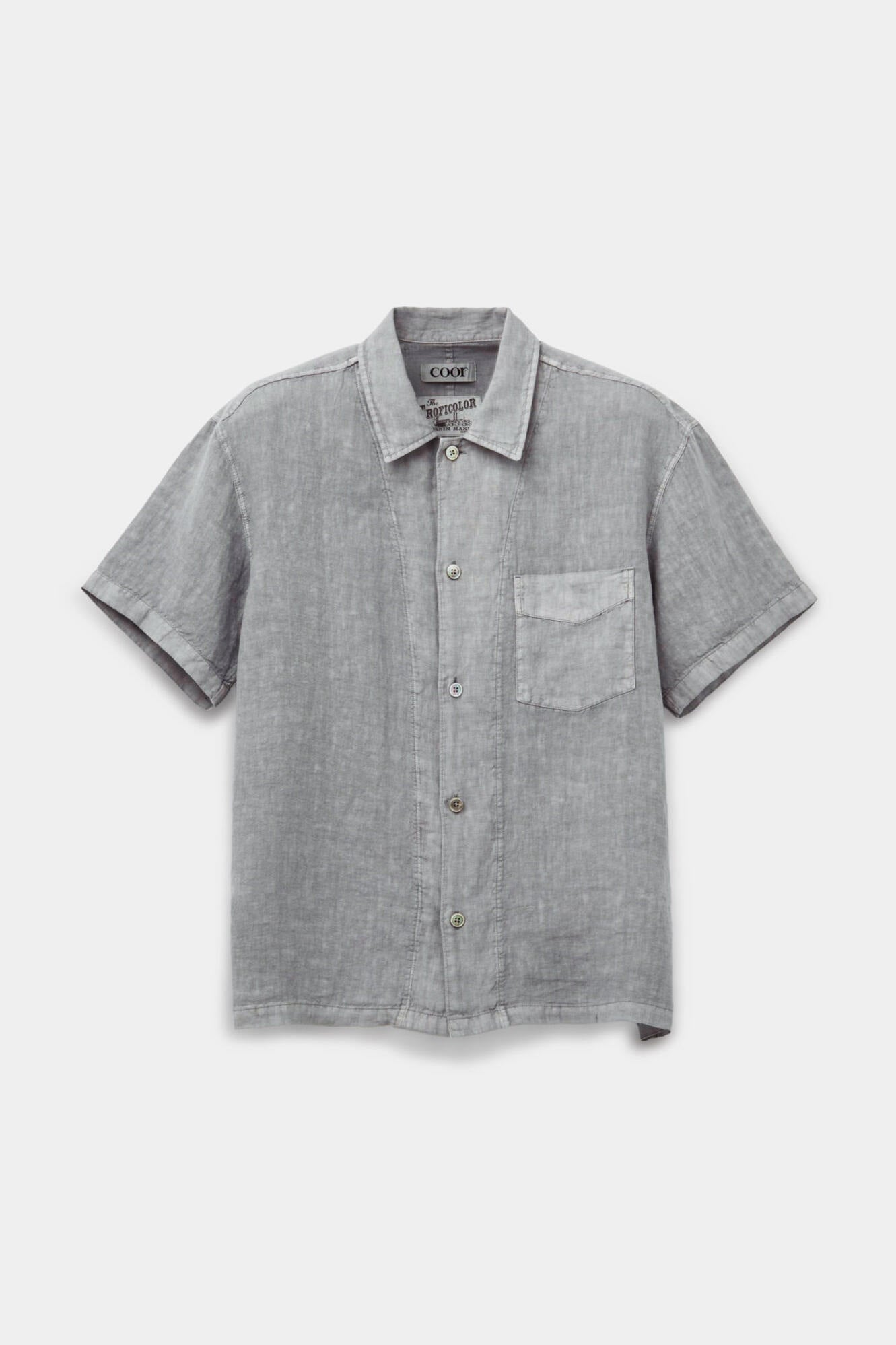 Coor - Linen Dyed Cropped Half Shirt (Washed Gray) product image 1 | TRAB K-Fashion Australia