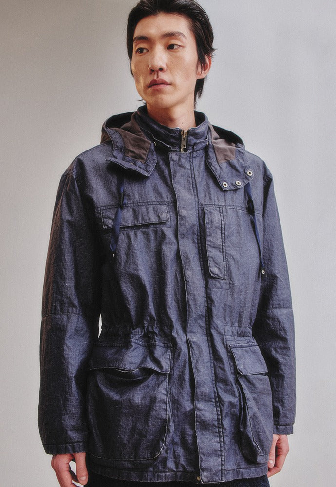 Art if acts - Linen Rain Parka (Navy) product image 1 | TRAB K-Fashion Australia