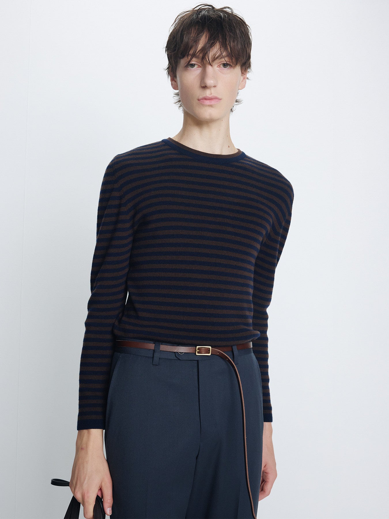 Tonywack - Merino Wool Essential Stripe Knit (Brown/Dark Navy) product image 4 | TRAB K-Fashion Australia