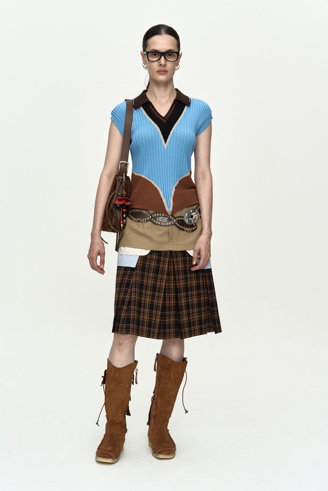 Andersson Bell - Double Layered Pleats Skirt (Brown) product image 9 | TRAB K-Fashion Australia