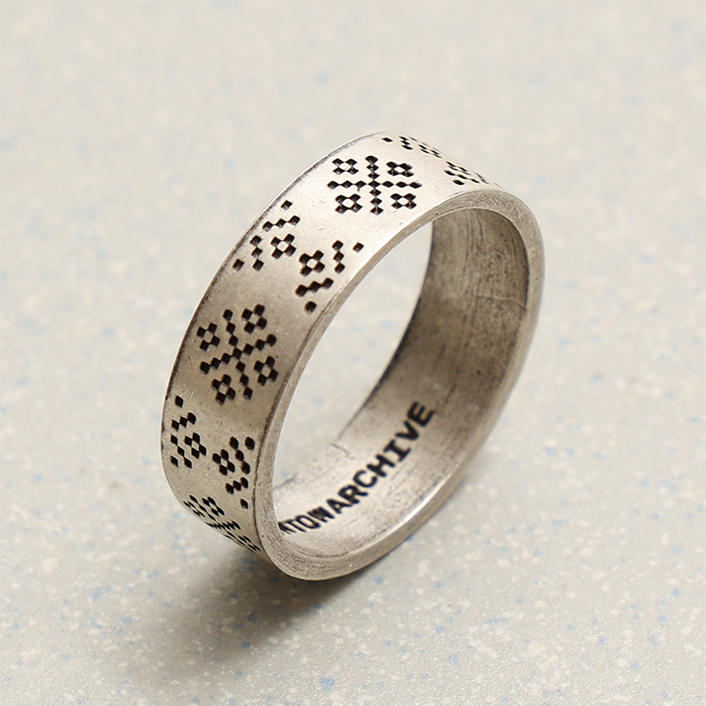Towtow Archive - Sani Stamp Narrow Ring Silver Burnish (OC) product image 2 | TRAB K-Fashion Australia