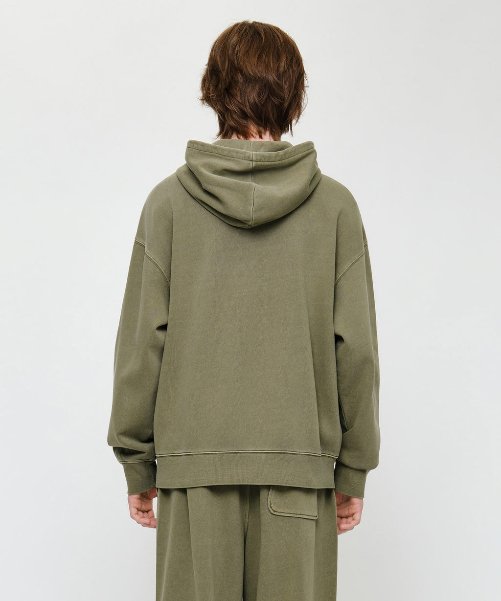 Marithe & Francois Girbaud - Crack Classic Logo Dyeing Oversized Hoodie (Khaki) product image 3 | TRAB K-Fashion Australia