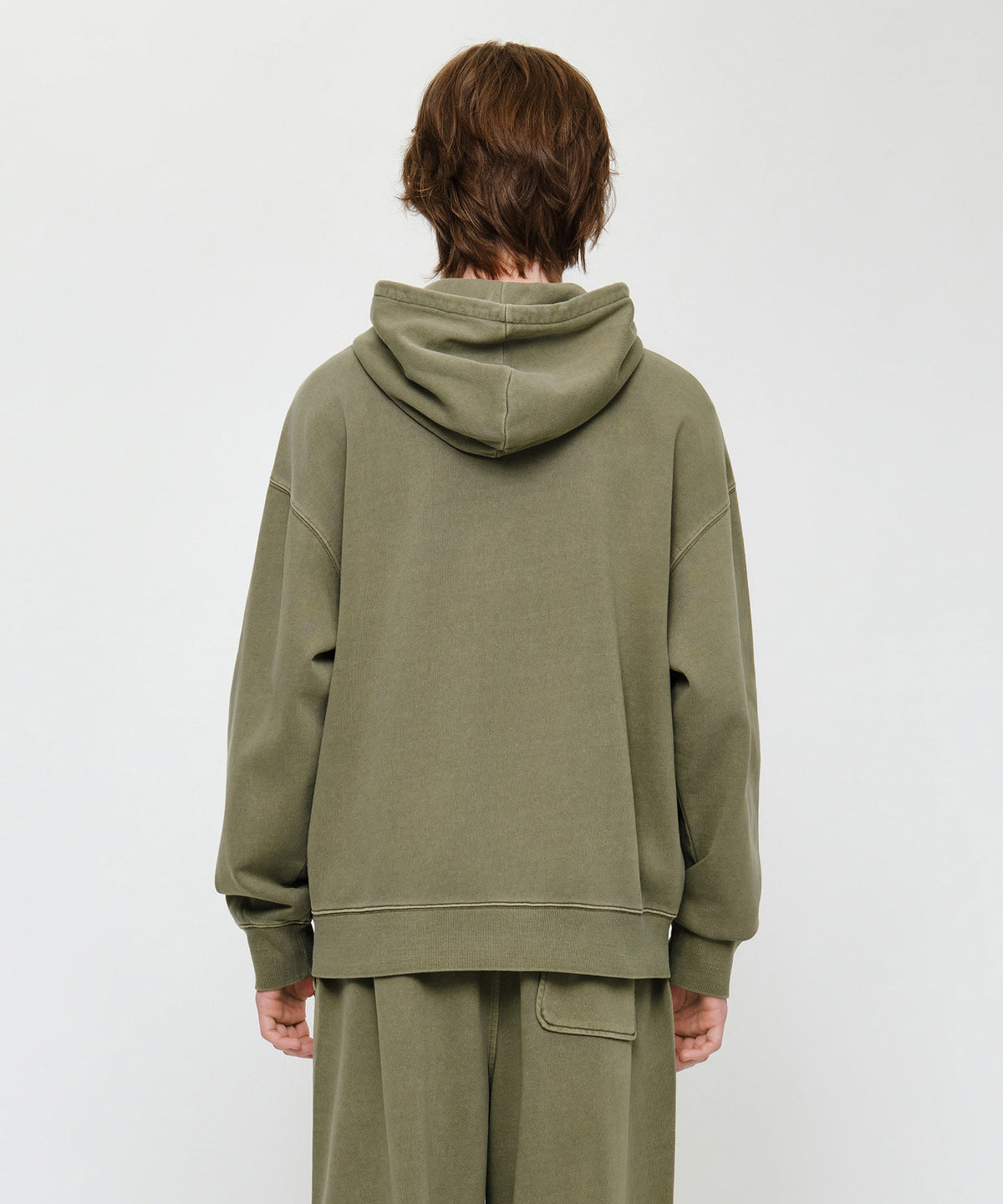 Marithe & Francois Girbaud - Crack Classic Logo Dyeing Oversized Hoodie (Khaki) product image 3 | TRAB K-Fashion Australia