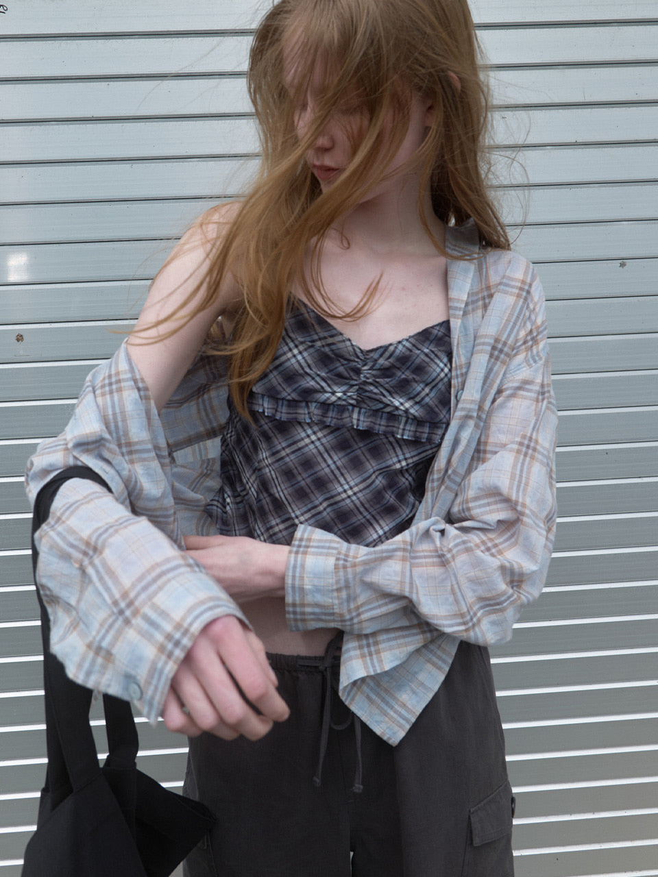 Kijun - Sheer Check Shirt (Sky Blue) product image 7 | TRAB K-Fashion Australia