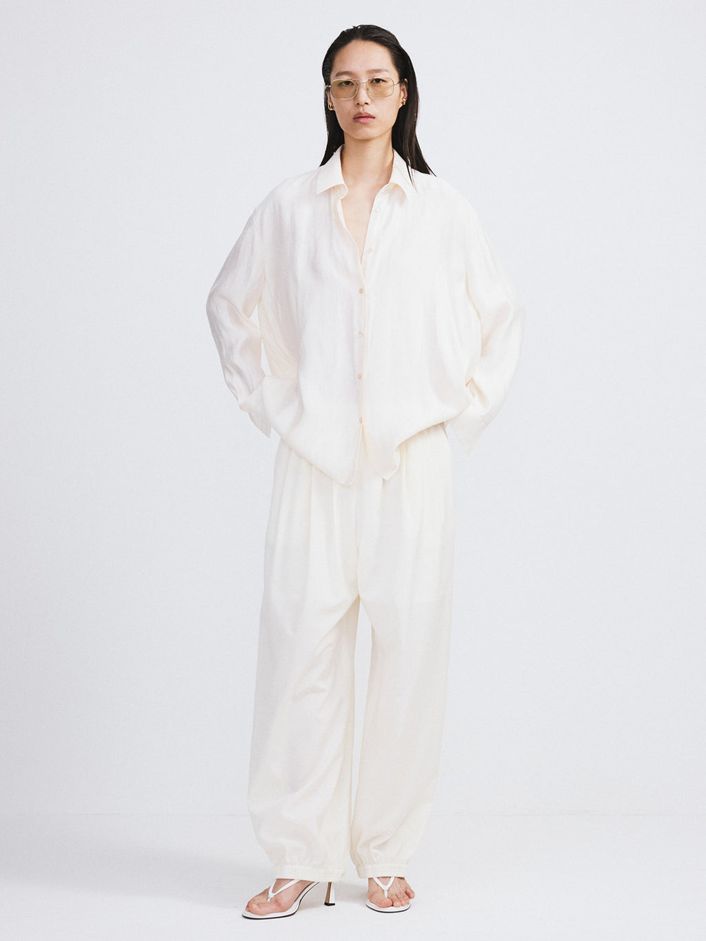 Recto - Oversized Sheer Shirt (Cream) product image 1 | TRAB K-Fashion Australia