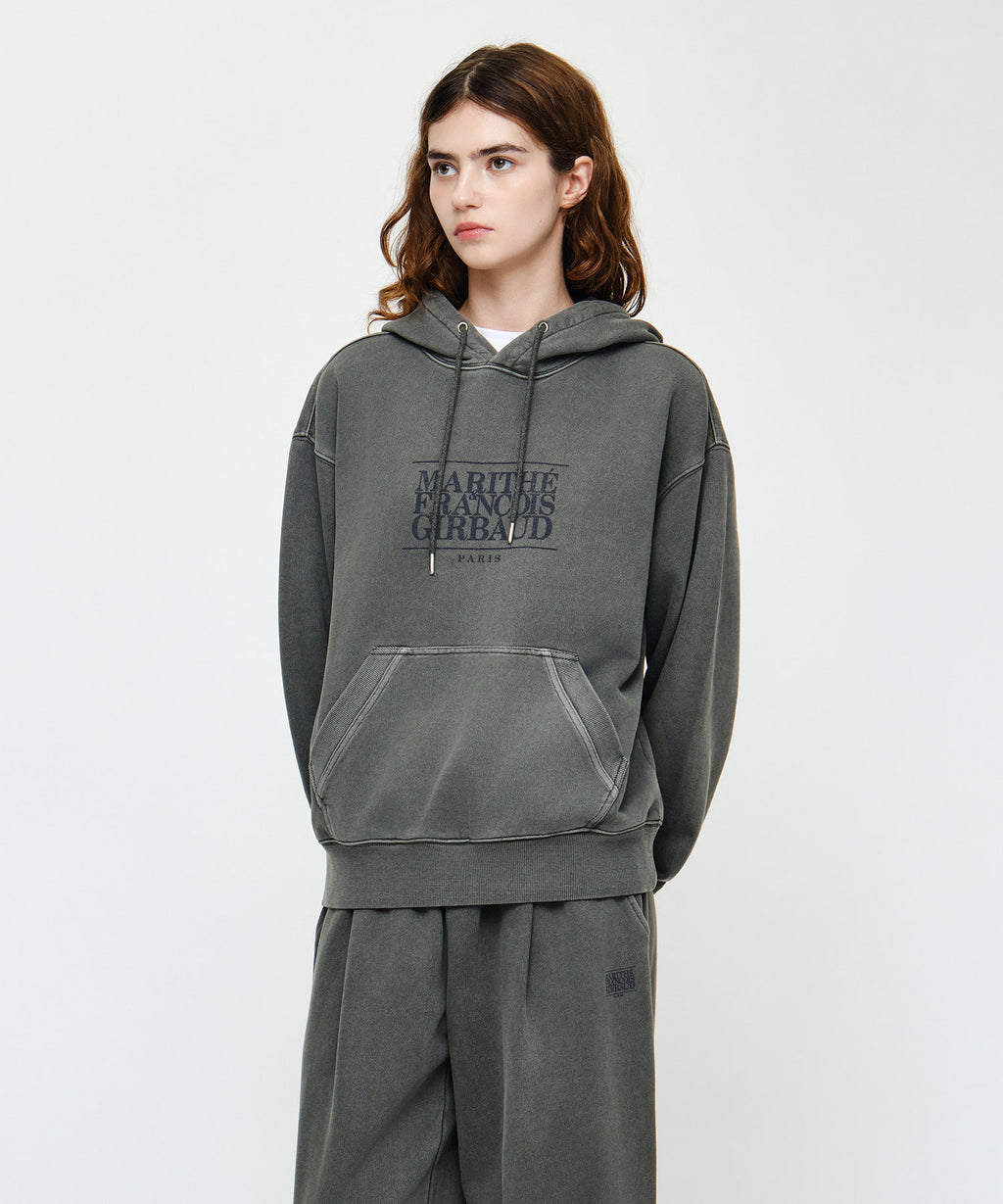 Marithe & Francois Girbaud - Crack Classic Logo Dyeing Oversized Hoodie (Charcoal) product image 2 | TRAB K-Fashion Australia