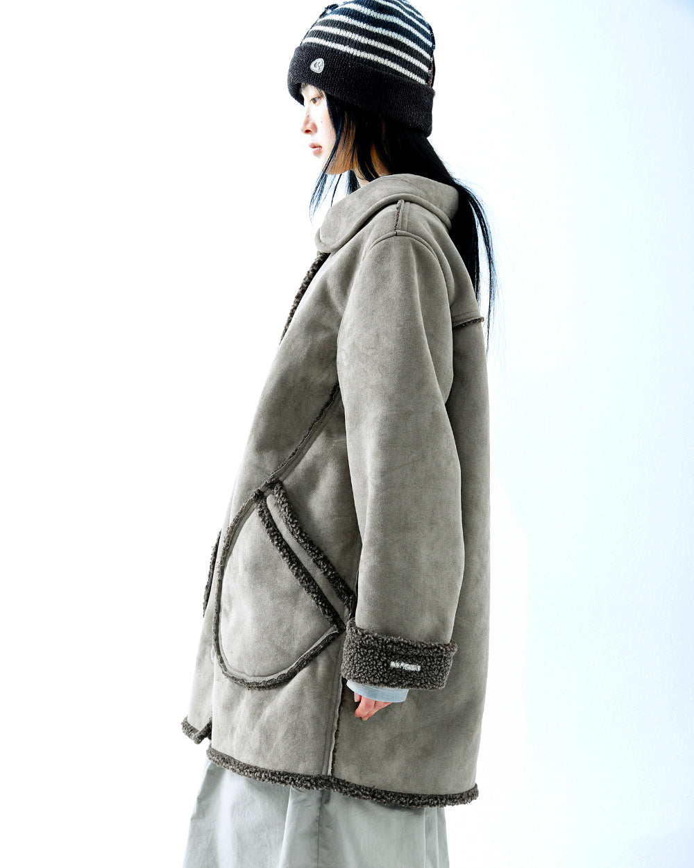 Coyseio - Round Collar Suede Jacket (Brown) product image 9 | TRAB K-Fashion Australia