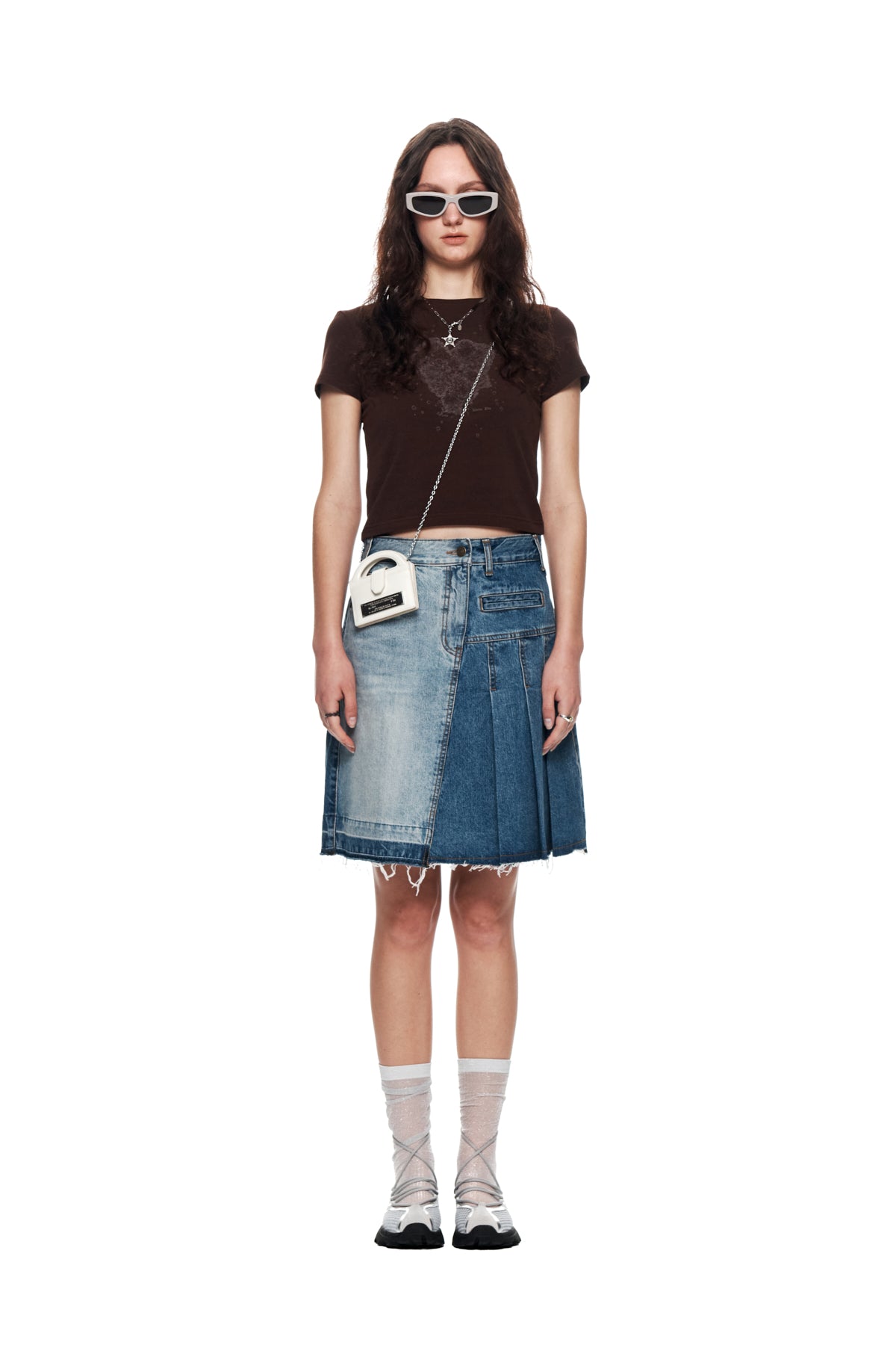 Matin Kim - Pleats Point Denim Midi Skirt (Blue) product image 5 | TRAB K-Fashion Australia