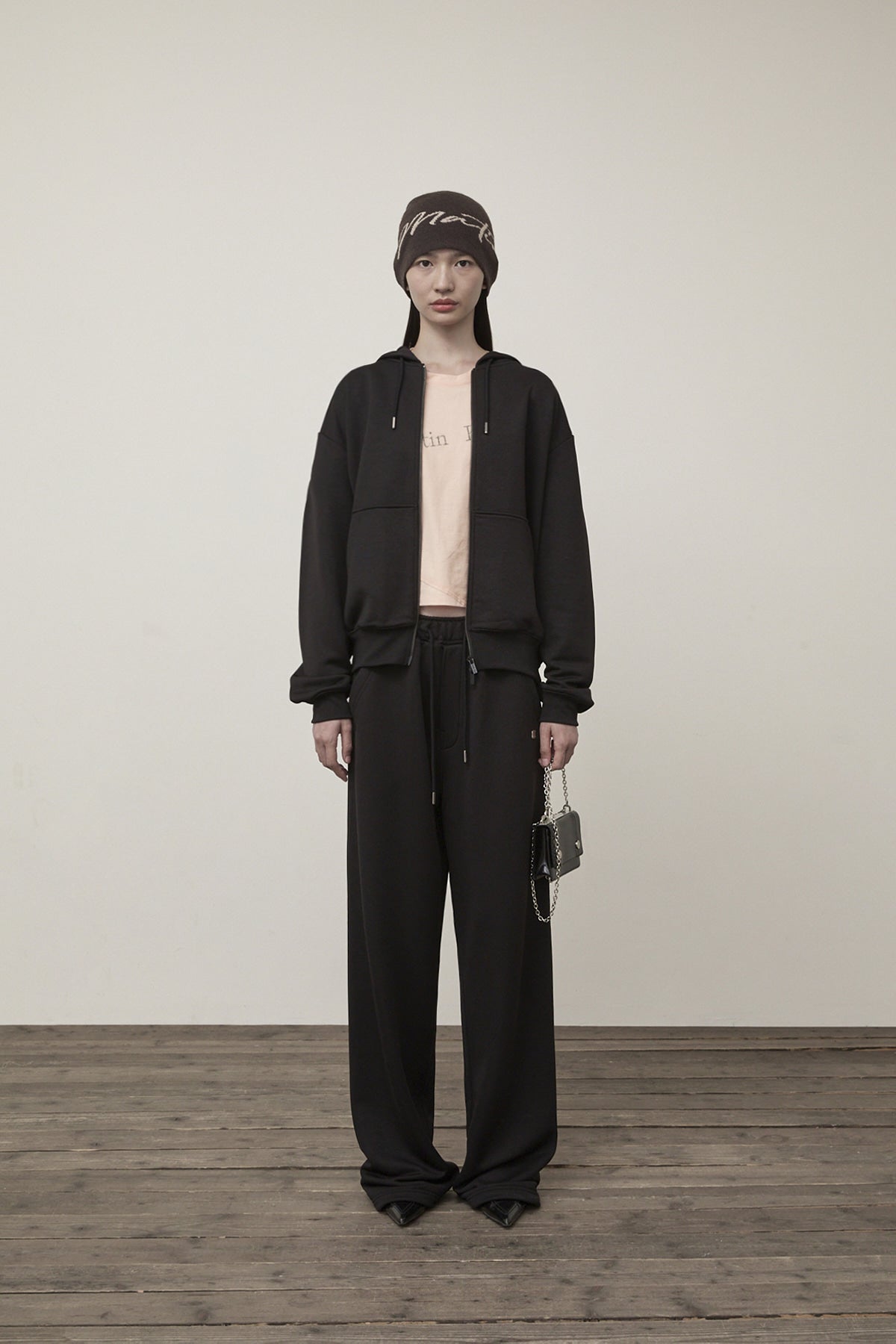 Matin Kim - Back Logo Glitter Hoody Zip Up (Black) product image 5 | TRAB K-Fashion Australia