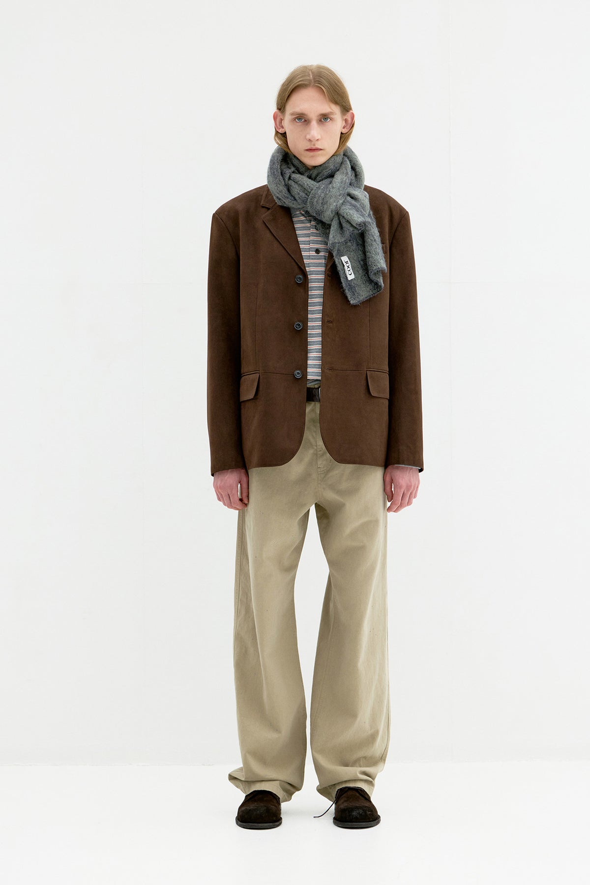 Coor - Alpaca Blend Ombre Check Muffler (Blue Gray) product image 2 | TRAB K-Fashion Australia