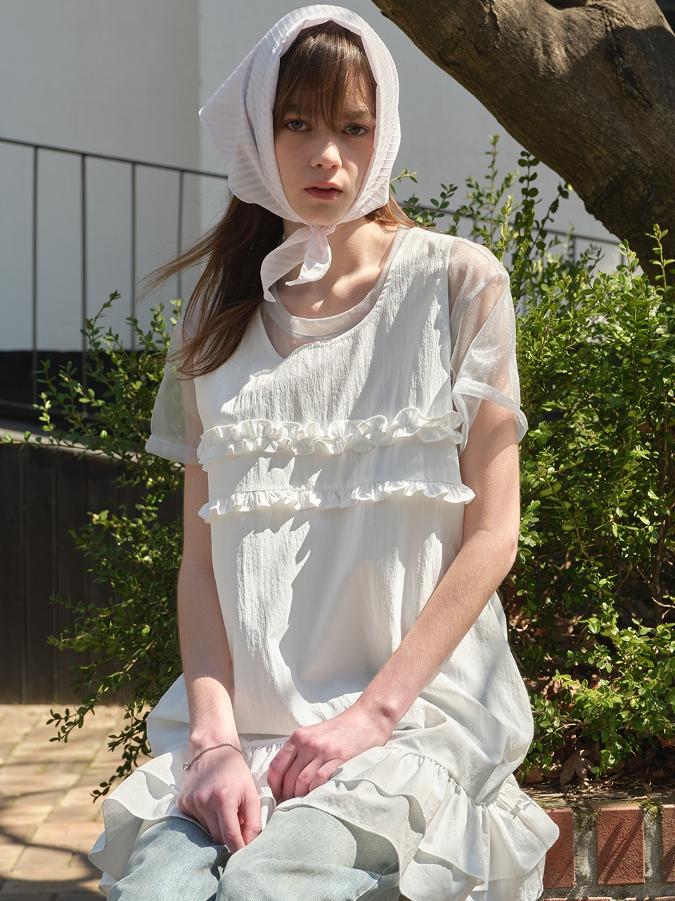 Margarin Fingers - Mixed Frill Mini One Piece (White) product image 1 | TRAB K-Fashion Australia