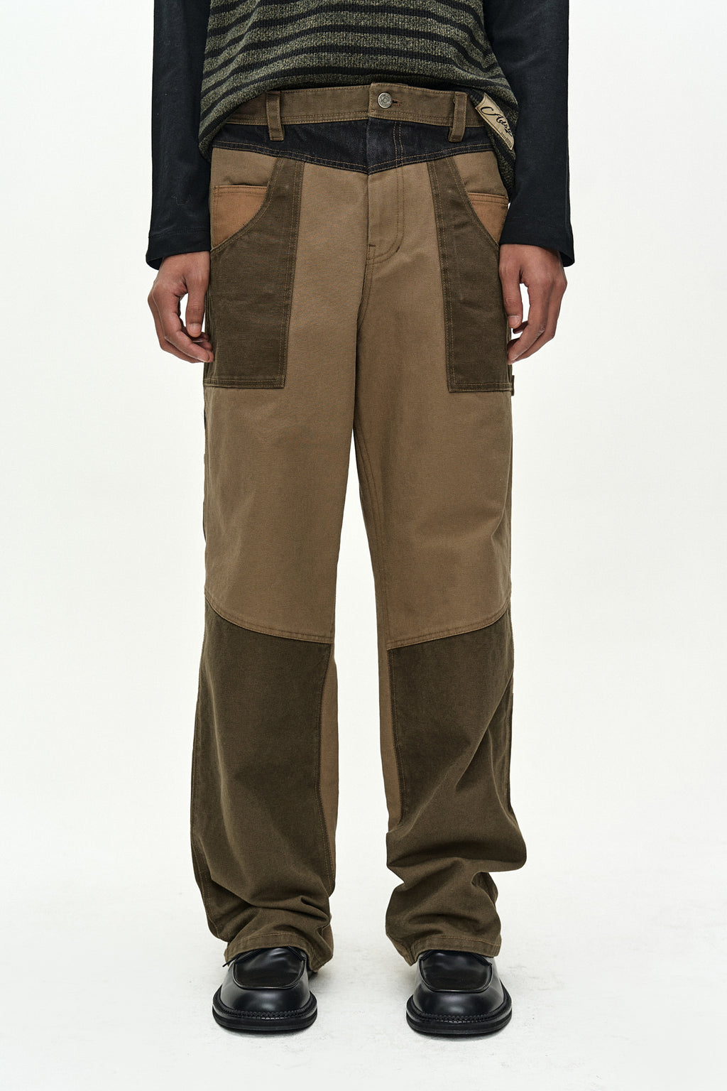 Andersson Bell - Austin Patchwork Washed Wide-Leg Jeans (khaki) (Khaki) product image 4 | TRAB K-Fashion Australia