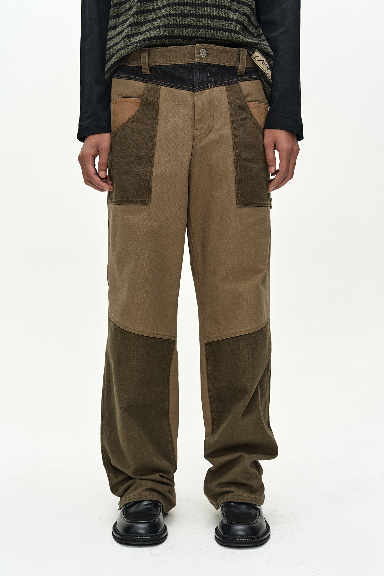Andersson Bell - Austin Patchwork Washed Wide-Leg Jeans (khaki) (Khaki) product image 4 | TRAB K-Fashion Australia