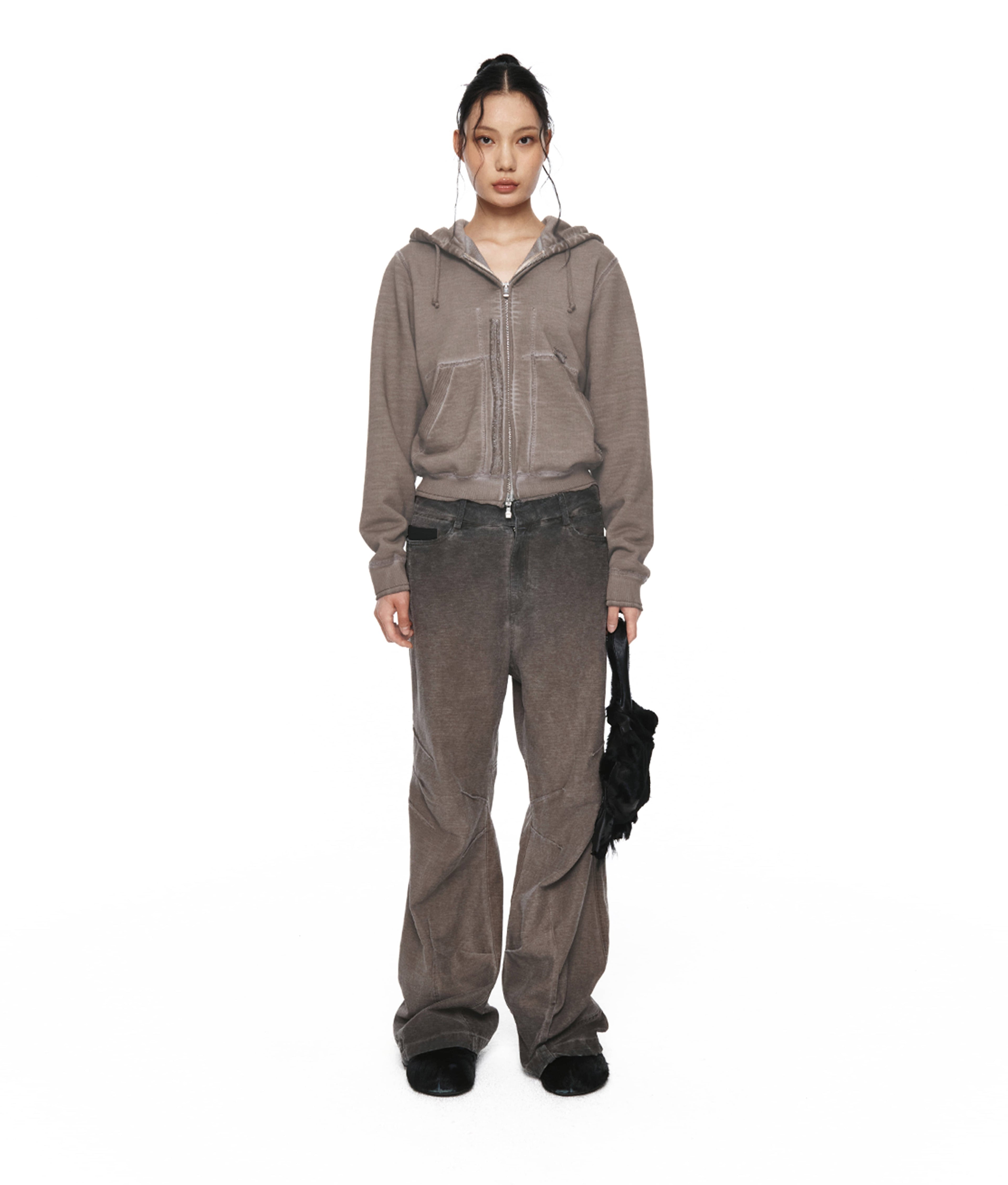 XLIM - Ep.8 Women 01 Hoodie Zipup (Washed Taupe) product image 1 | TRAB K-Fashion Australia