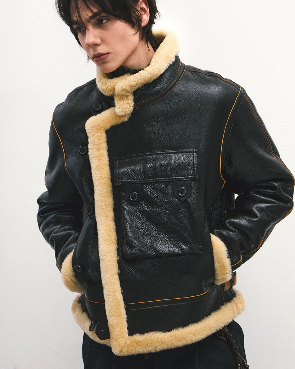 Eastlogue - Shearling Motorcycle Jumper (Black) product image 3 | TRAB K-Fashion Australia