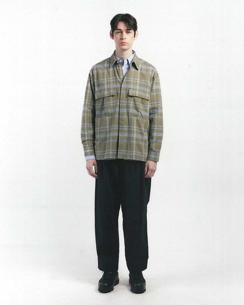 Eastlogue - Army Field Shirts (Beige Blue Check) product image 1 | TRAB K-Fashion Australia
