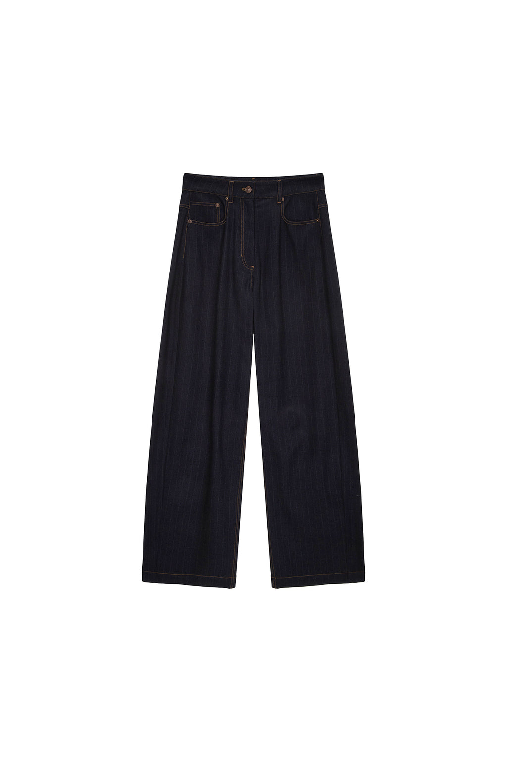 Matin Kim - Denim Like Stripe Wide Pants (Navy) product image 1 | TRAB K-Fashion Australia