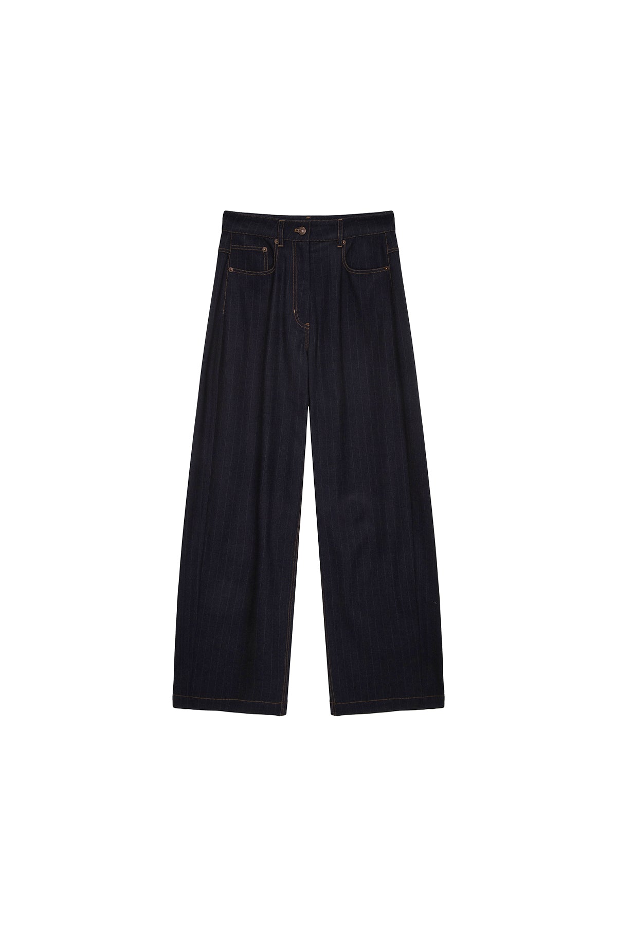 Matin Kim - Denim Like Stripe Wide Pants (Navy) product image 1 | TRAB K-Fashion Australia