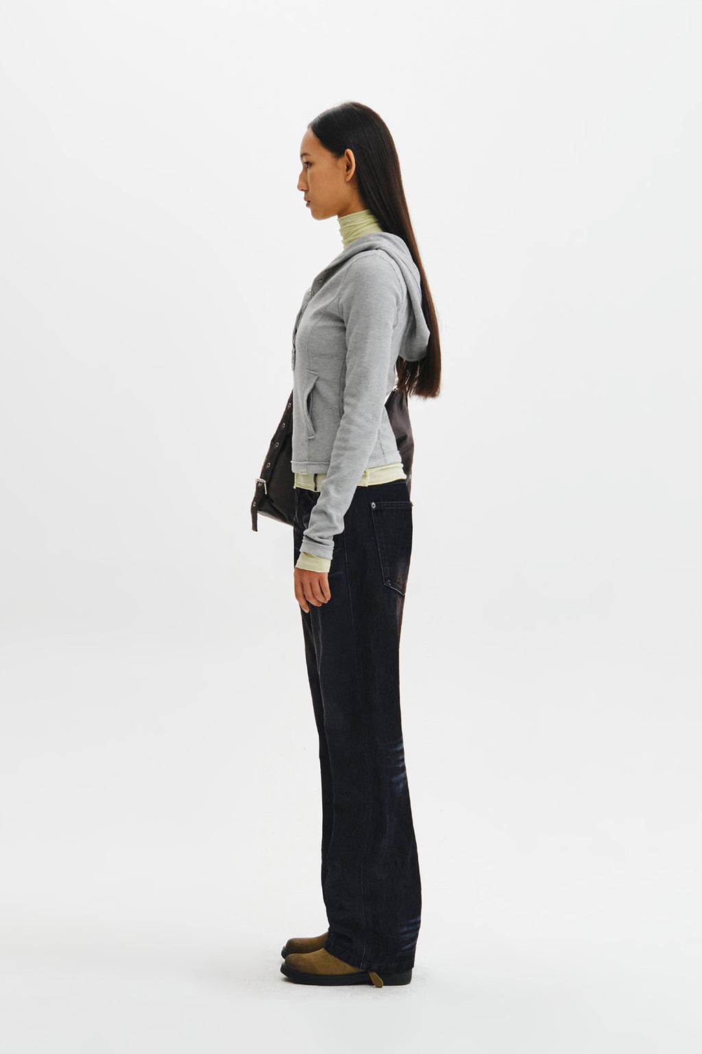 Matin Kim - Waffle Henley Neck Hood Top (Grey) product image 8 | TRAB K-Fashion Australia