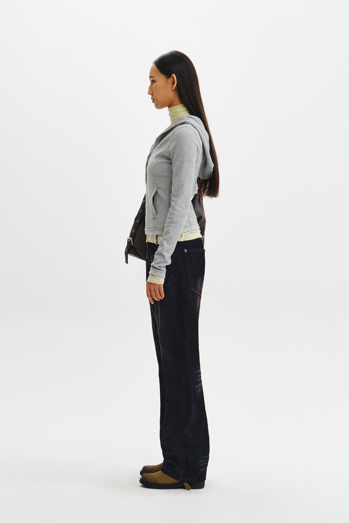 Matin Kim - Waffle Henley Neck Hood Top (Grey) product image 8 | TRAB K-Fashion Australia