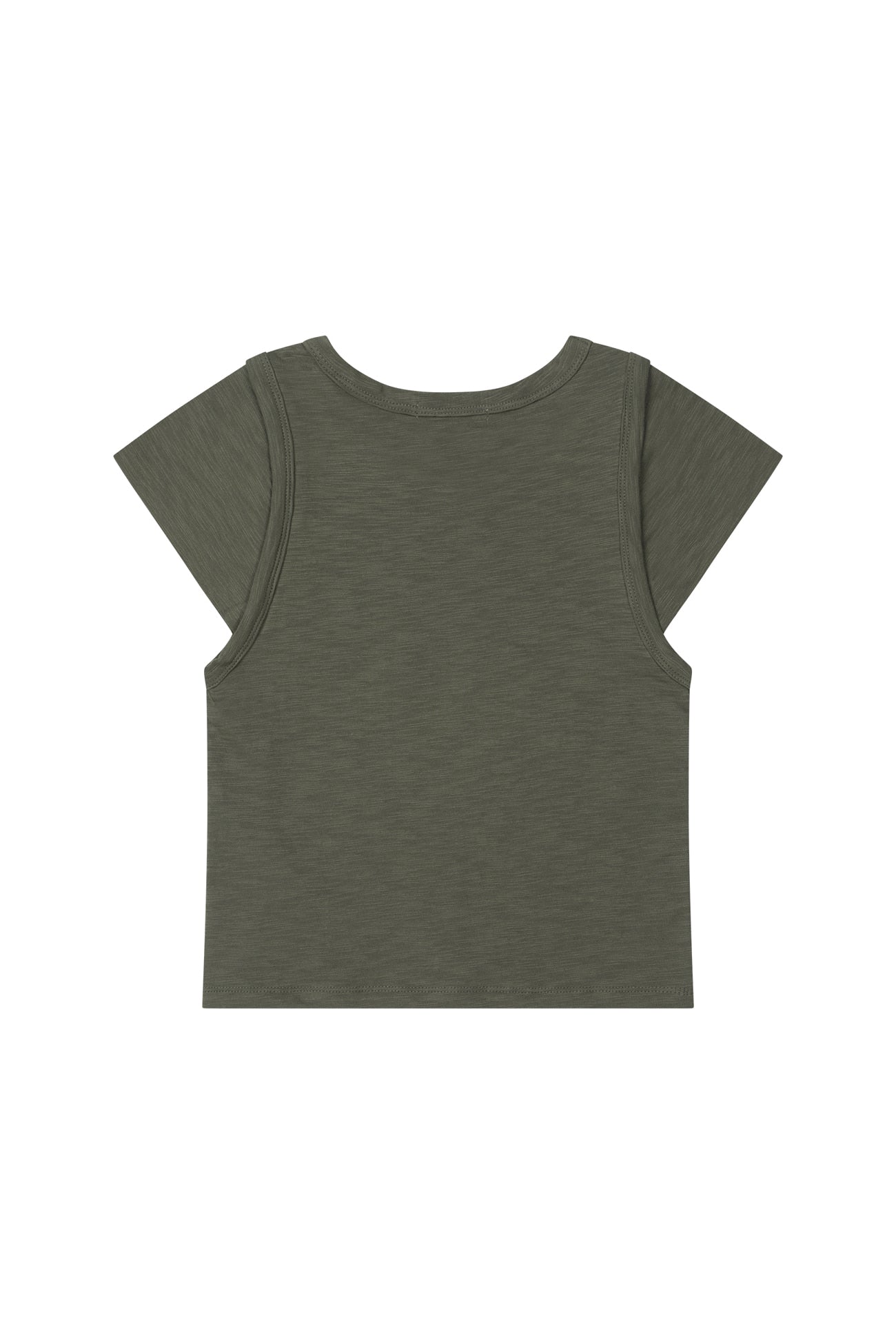 Deinet - Slub Cap Sleeve T-Shirt (Khaki) product image 2 | TRAB K-Fashion Australia